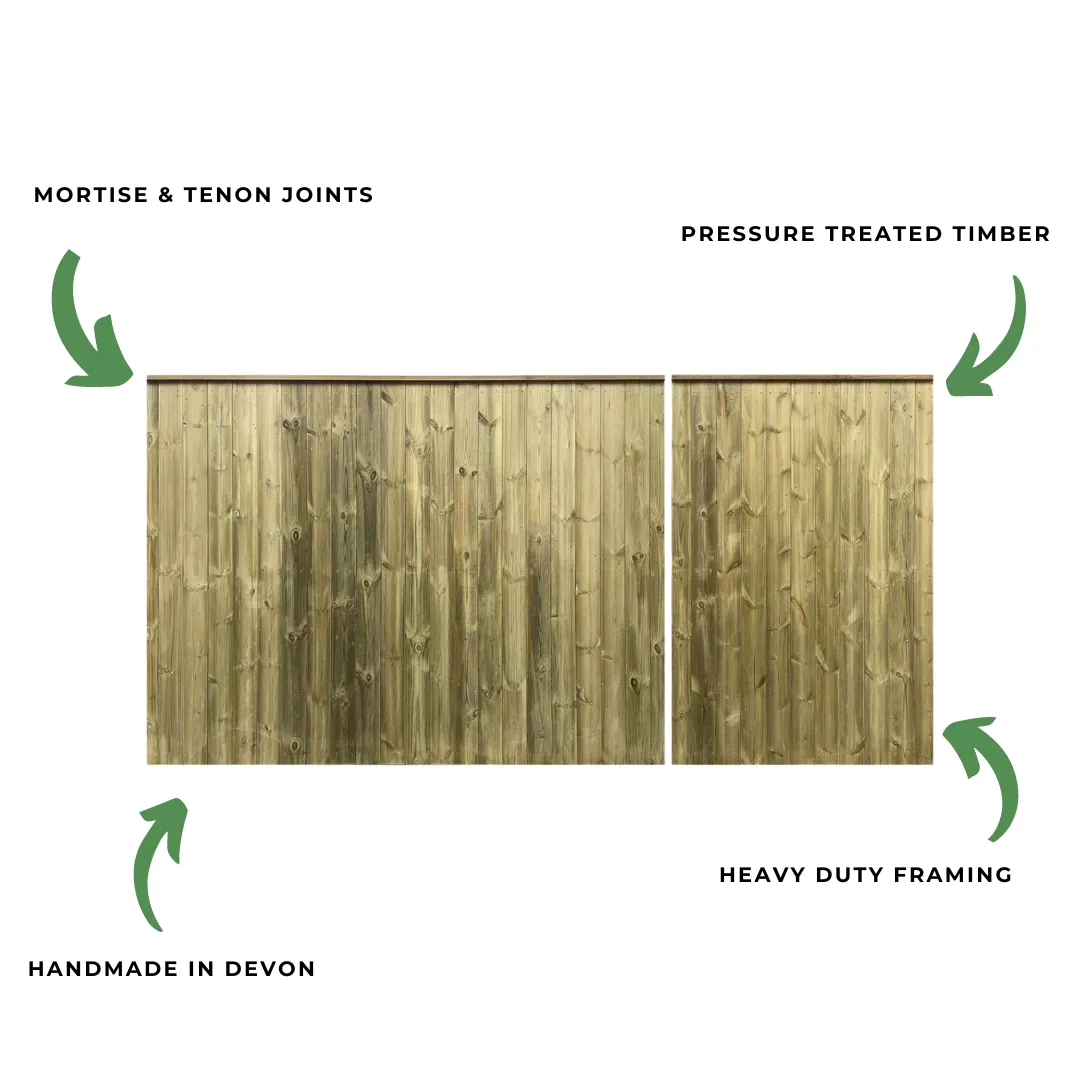 Clovelly Mortice & Tenon 3/4 Split T&G Entrance Gate (Pair)