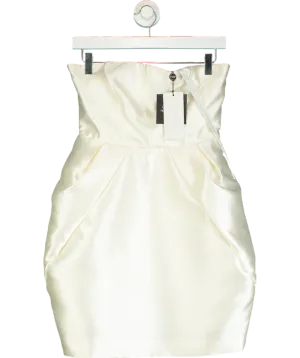 Club L Cream Ivory Bandeau Mini Dress With Tulip Skirt UK 8