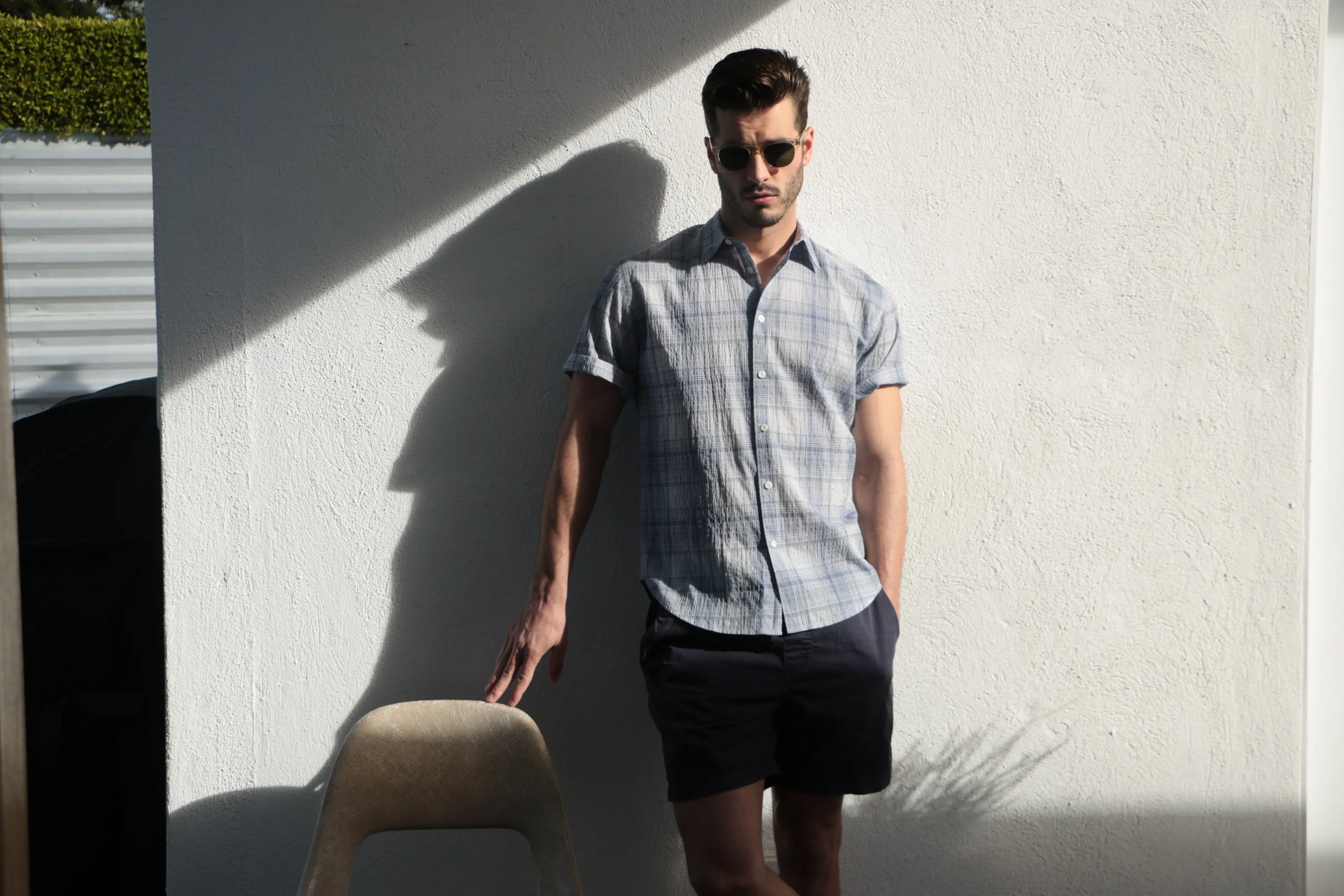 Coastaoro Newporter Seersucker Short Sleeve Shirt - Blue