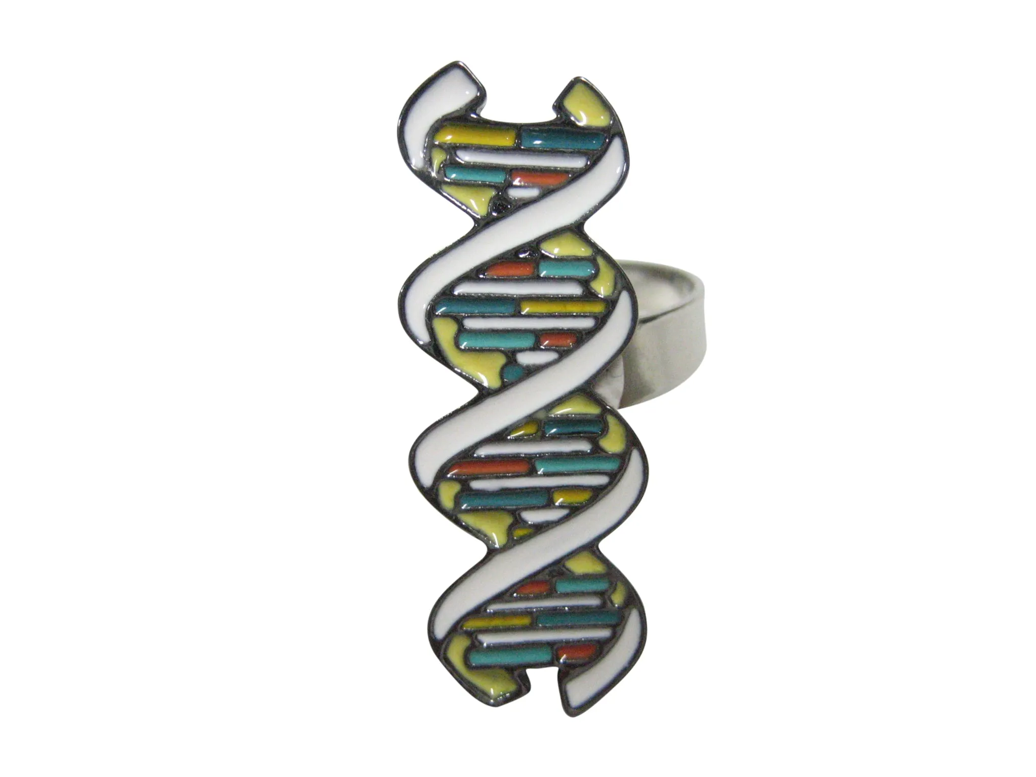 Colorful DNA Deoxyribonucleic Acid Molecule Adjustable Size Fashion Ring