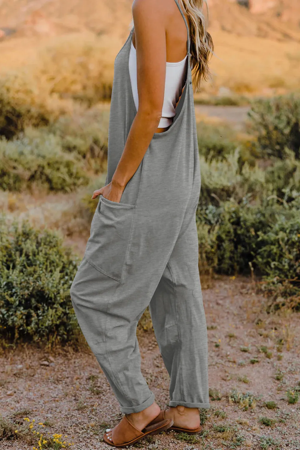 Cool Nights V-Neck Jumpsuit with Pockets- 6 Colors (Black, Army Green, Gray, Blue, Khaki, Navy)