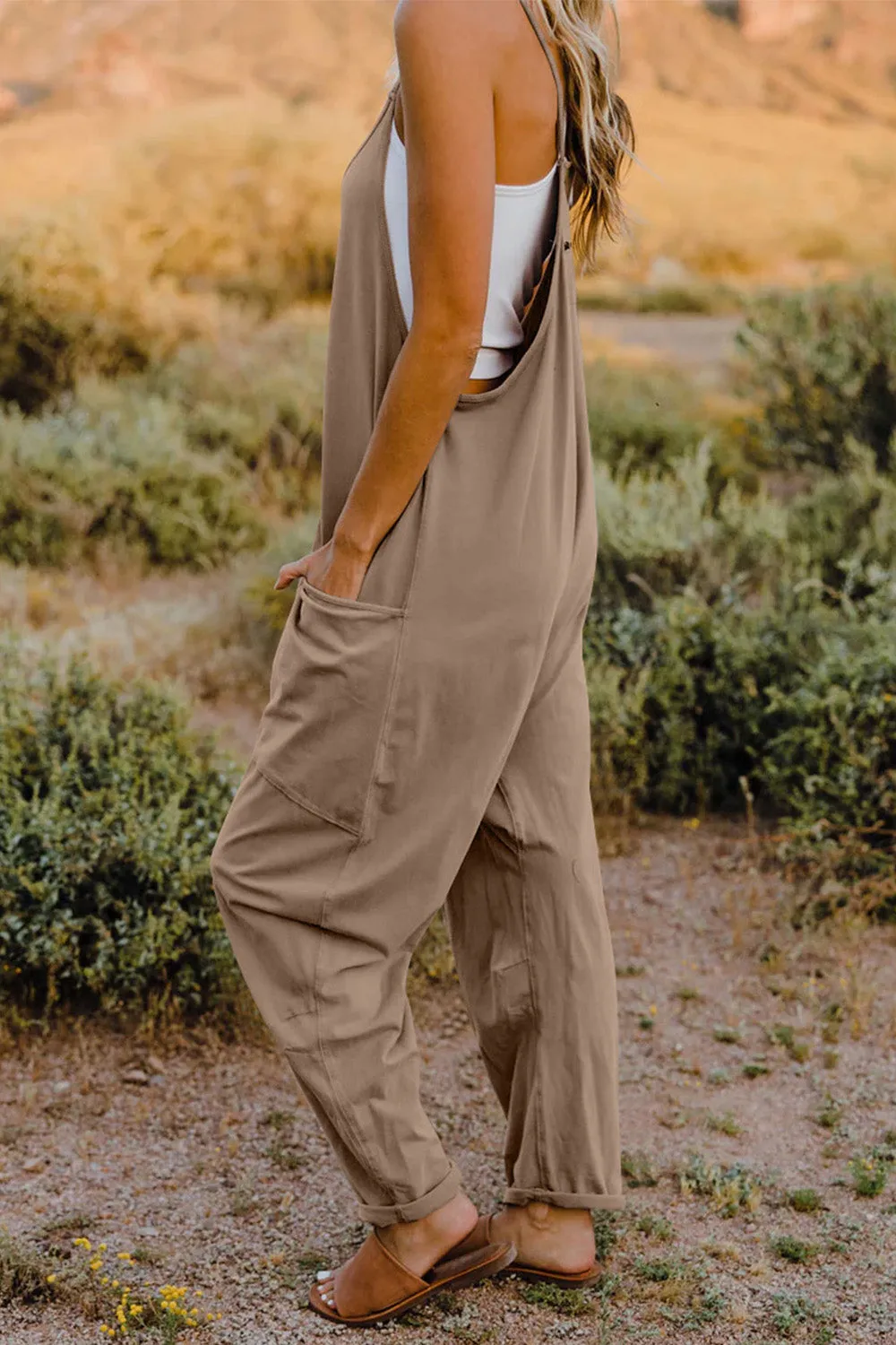 Cool Nights V-Neck Jumpsuit with Pockets- 6 Colors (Black, Army Green, Gray, Blue, Khaki, Navy)