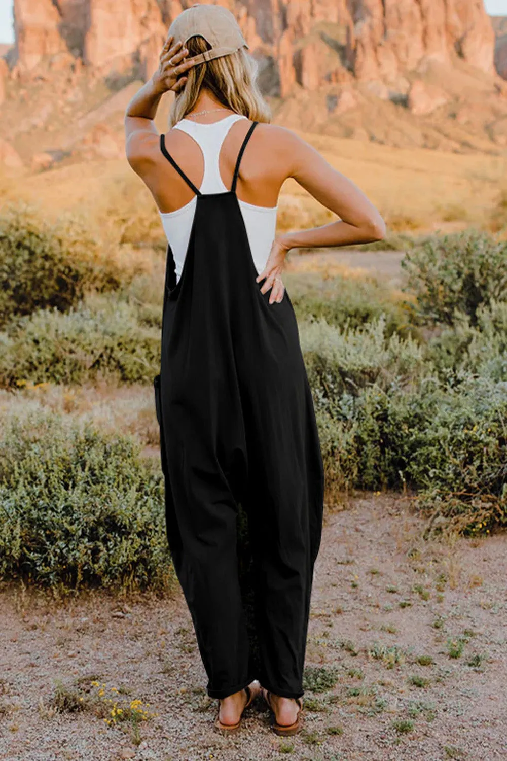 Cool Nights V-Neck Jumpsuit with Pockets- 6 Colors (Black, Army Green, Gray, Blue, Khaki, Navy)