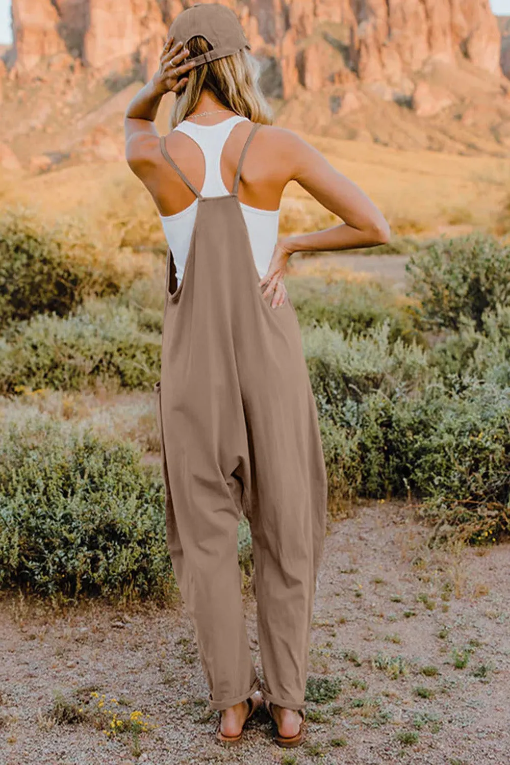 Cool Nights V-Neck Jumpsuit with Pockets- 6 Colors (Black, Army Green, Gray, Blue, Khaki, Navy)