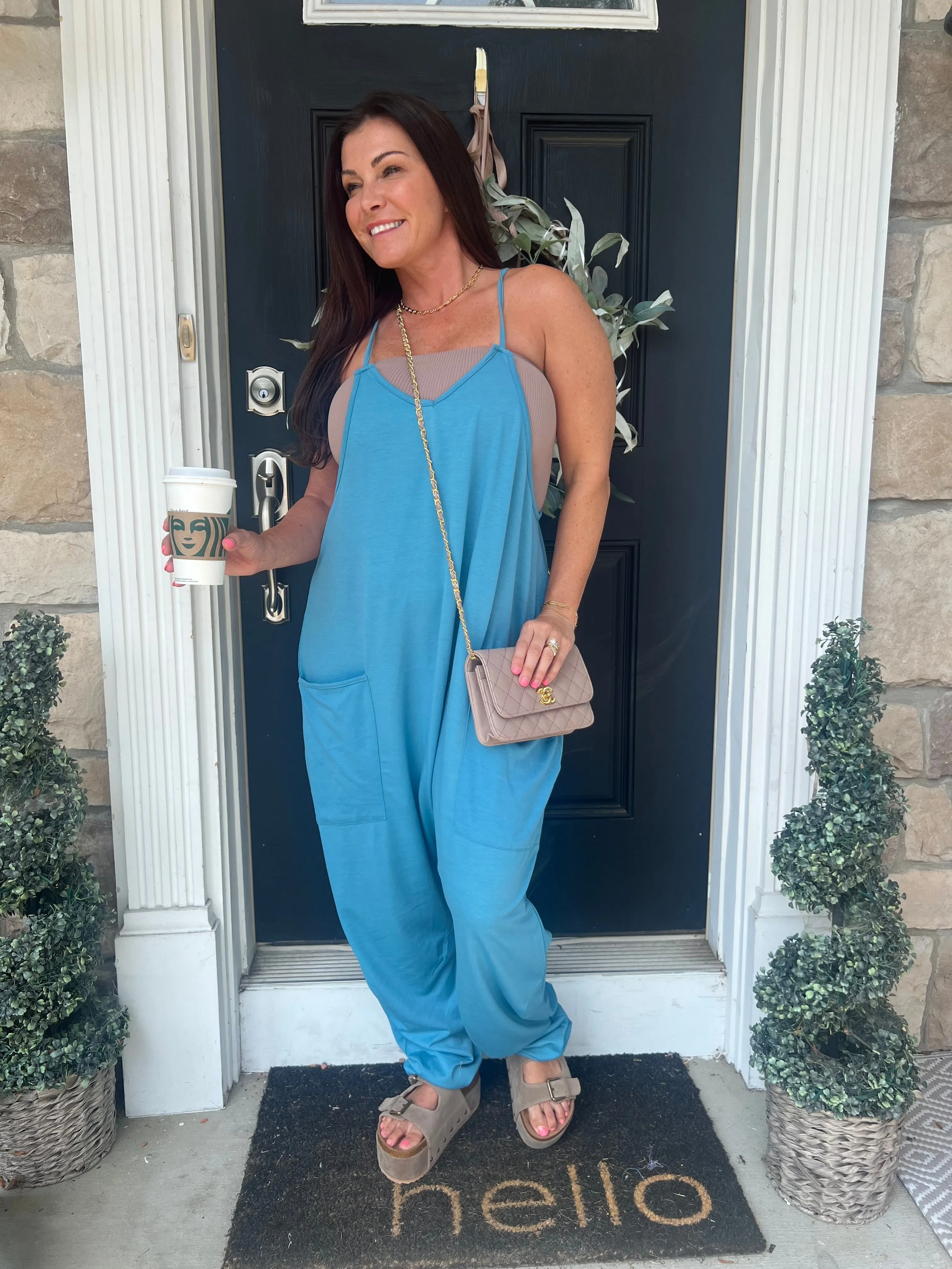 Cool Nights V-Neck Jumpsuit with Pockets- 6 Colors (Black, Army Green, Gray, Blue, Khaki, Navy)