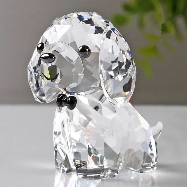 Crystal Lovely Dog Miniature Glass Animal Craft Ornament