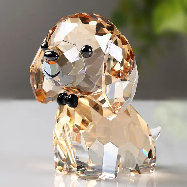 Crystal Lovely Dog Miniature Glass Animal Craft Ornament