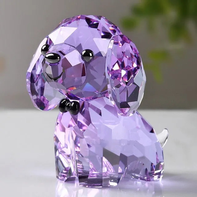 Crystal Lovely Dog Miniature Glass Animal Craft Ornament