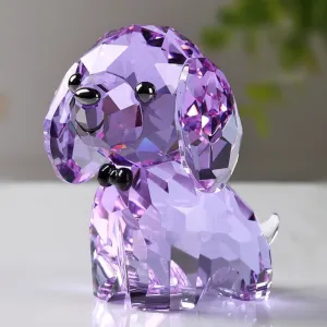 Crystal Lovely Dog Miniature Glass Animal Craft Ornament