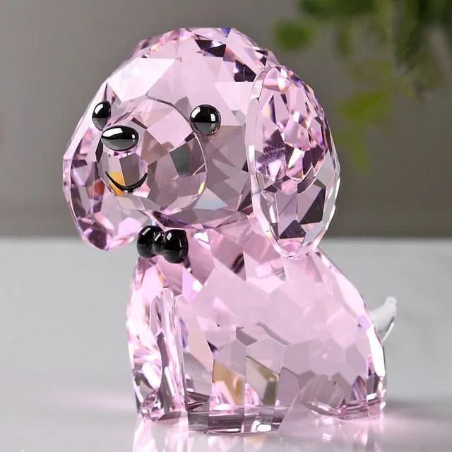 Crystal Lovely Dog Miniature Glass Animal Craft Ornament