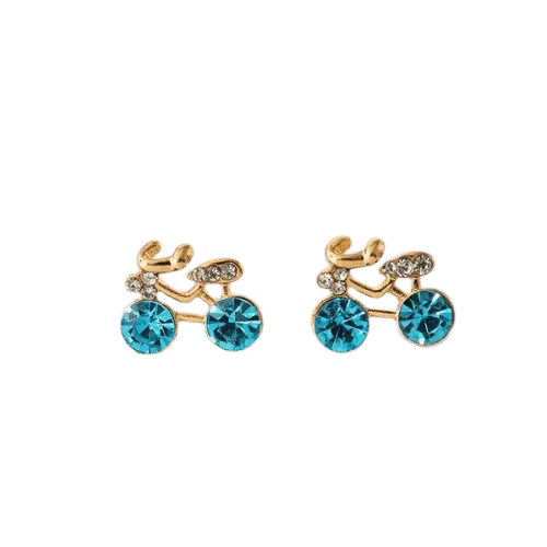 Cycolinks Golden Crystal Stud Bicycle Earrings