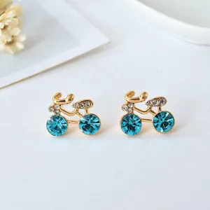 Cycolinks Golden Crystal Stud Bicycle Earrings
