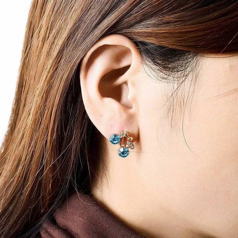 Cycolinks Golden Crystal Stud Bicycle Earrings