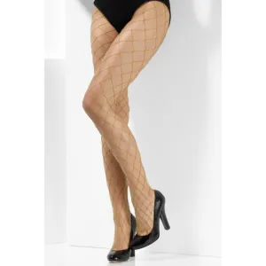 Diamond Net Tights - Khaki