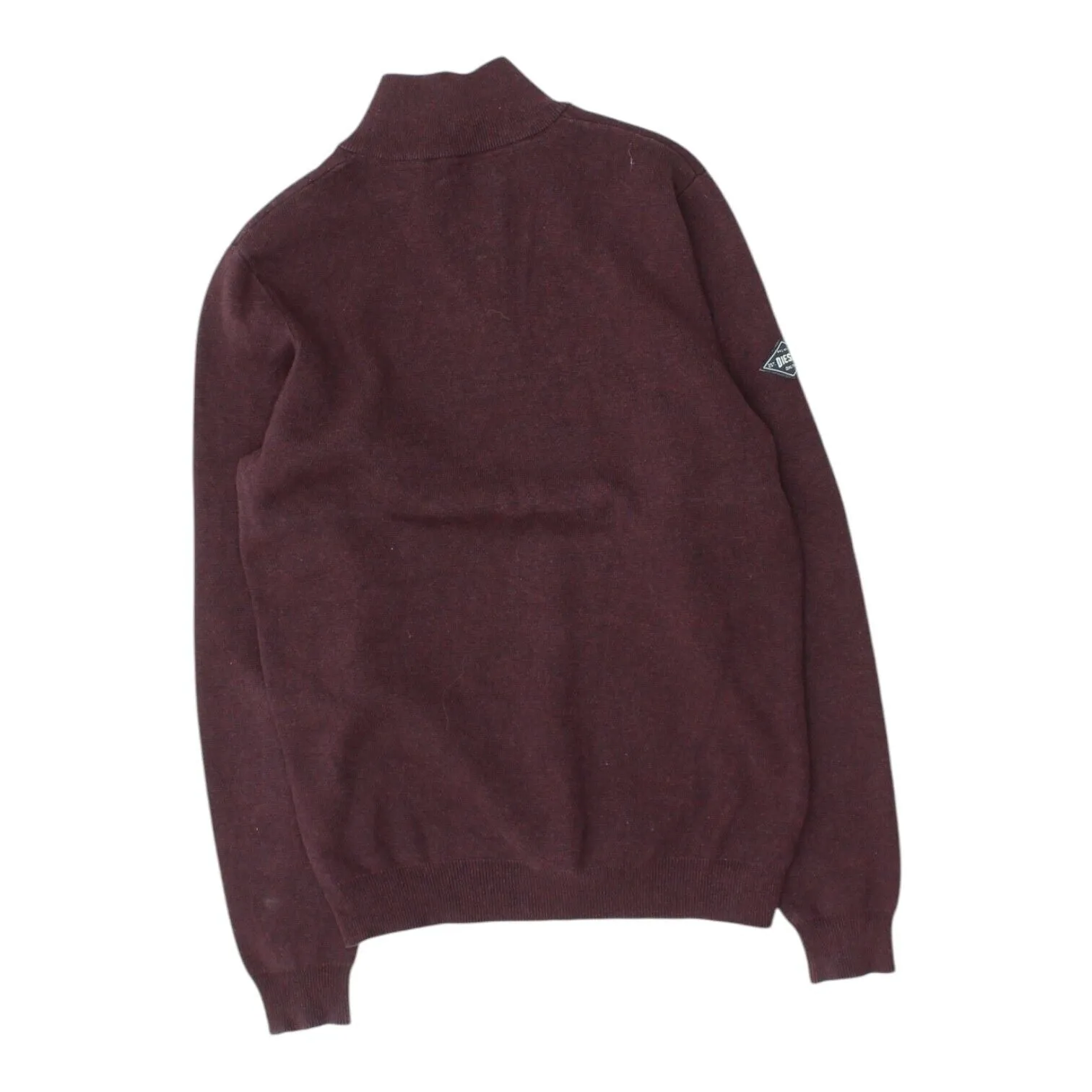 Diesel Mens Burgundy Half Zip Jumper | Vintage High End Designer Sweater VTG