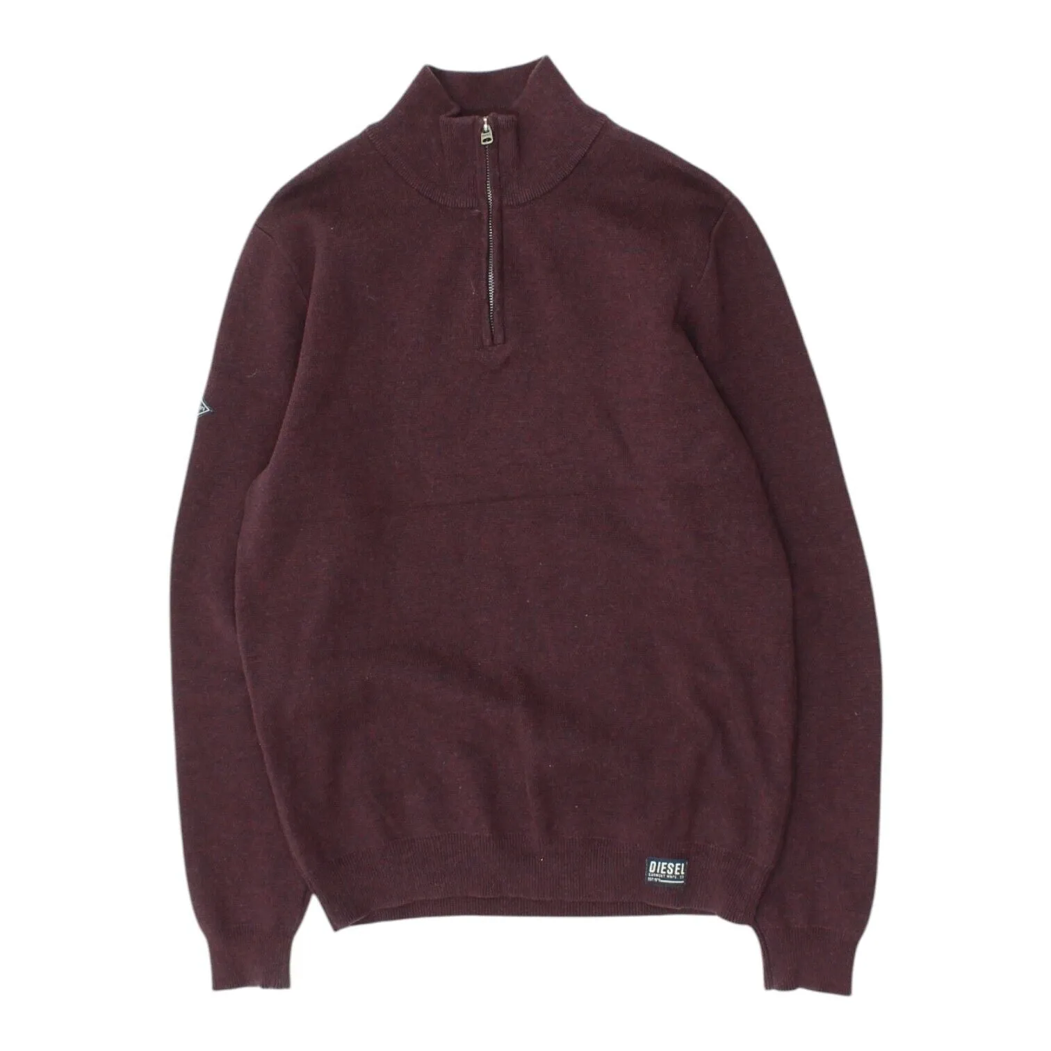 Diesel Mens Burgundy Half Zip Jumper | Vintage High End Designer Sweater VTG
