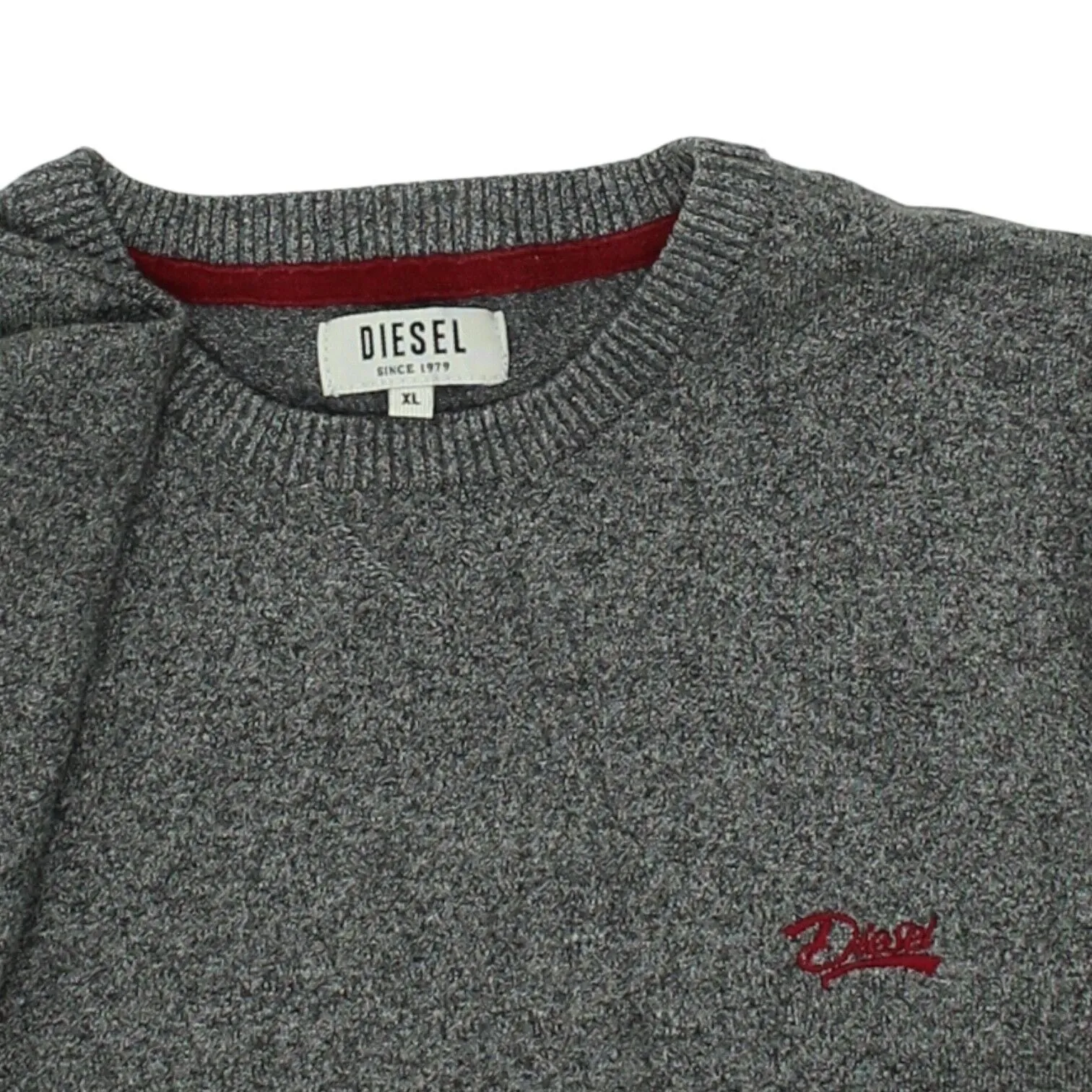 Diesel Mens Grey Jumper | Vintage High End Designer Crew Neck Knit Sweater VTG