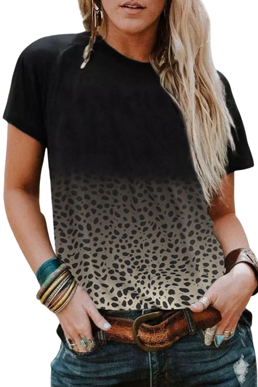 Dotted Contrast Casual Pocket T Shirt Dress