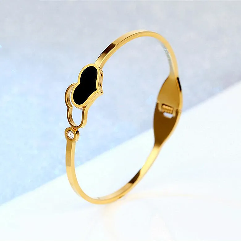 Double Heart Gold Plated Stainless Steel Bracelets For Women Fashion