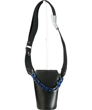 Ecco Black Leather Crossbody Pot Bag With Chain
