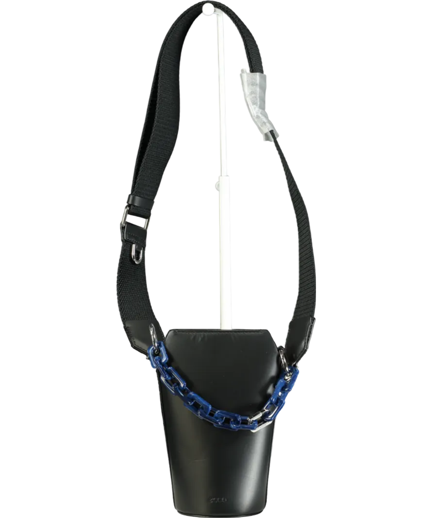 Ecco Black Leather Crossbody Pot Bag With Chain