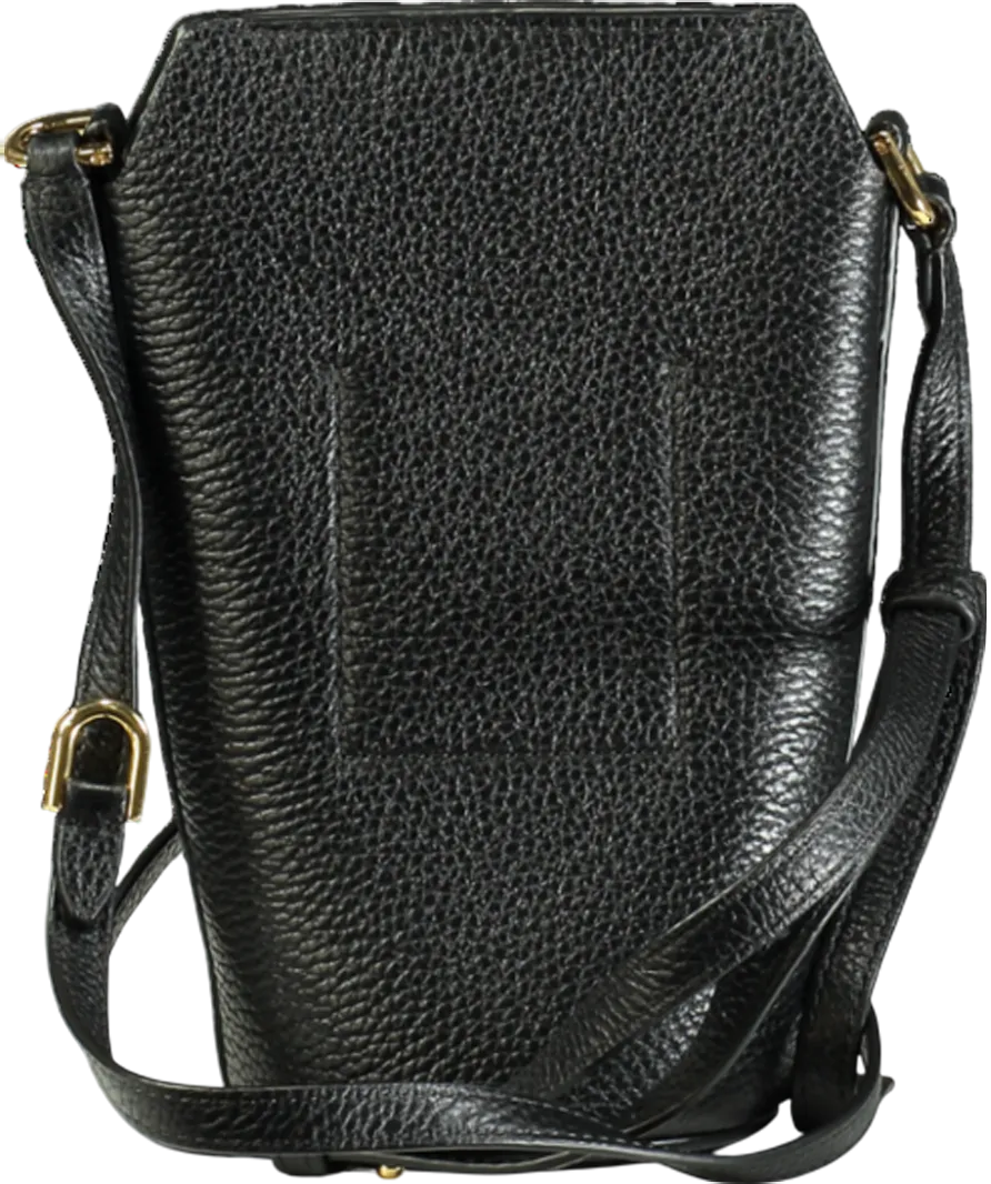 Ecco Black Leather Crossbody Pot Bag