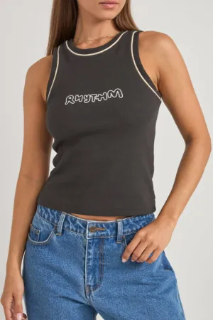 Embroidered Rhythm Rib Tank Top