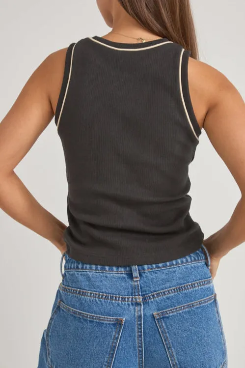 Embroidered Rhythm Rib Tank Top