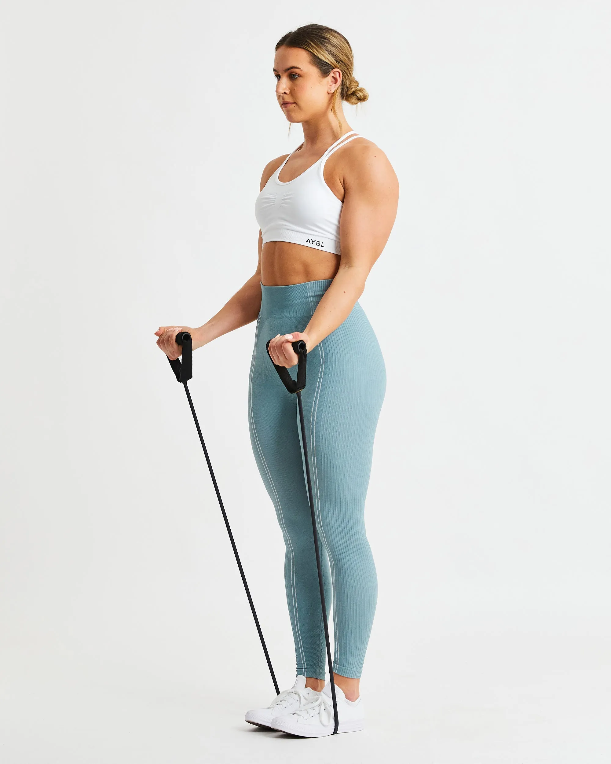 Essential Seamless Ruched Sports Bra - White