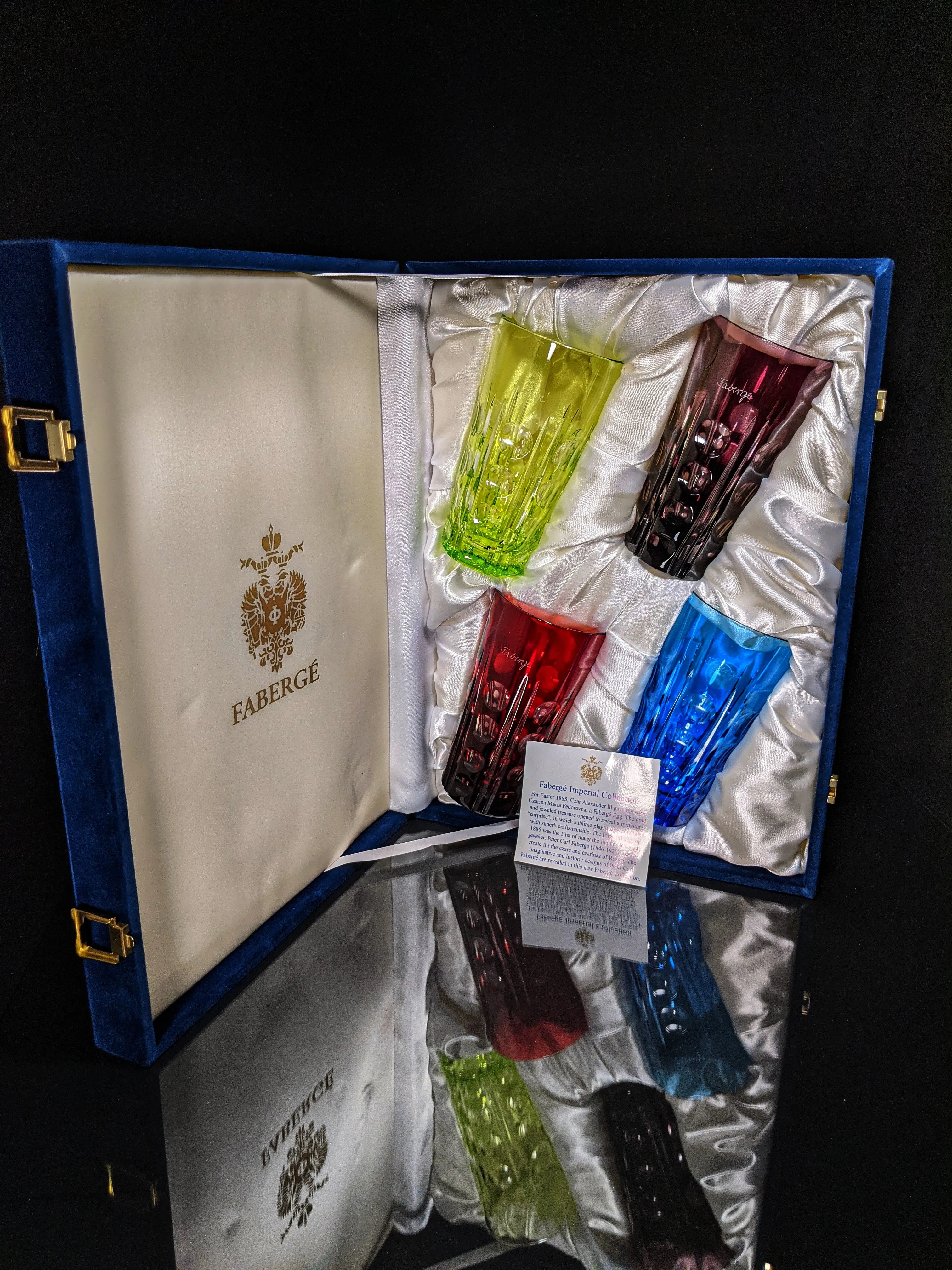 Faberge Crystal Colored Bubble Tall Glasses