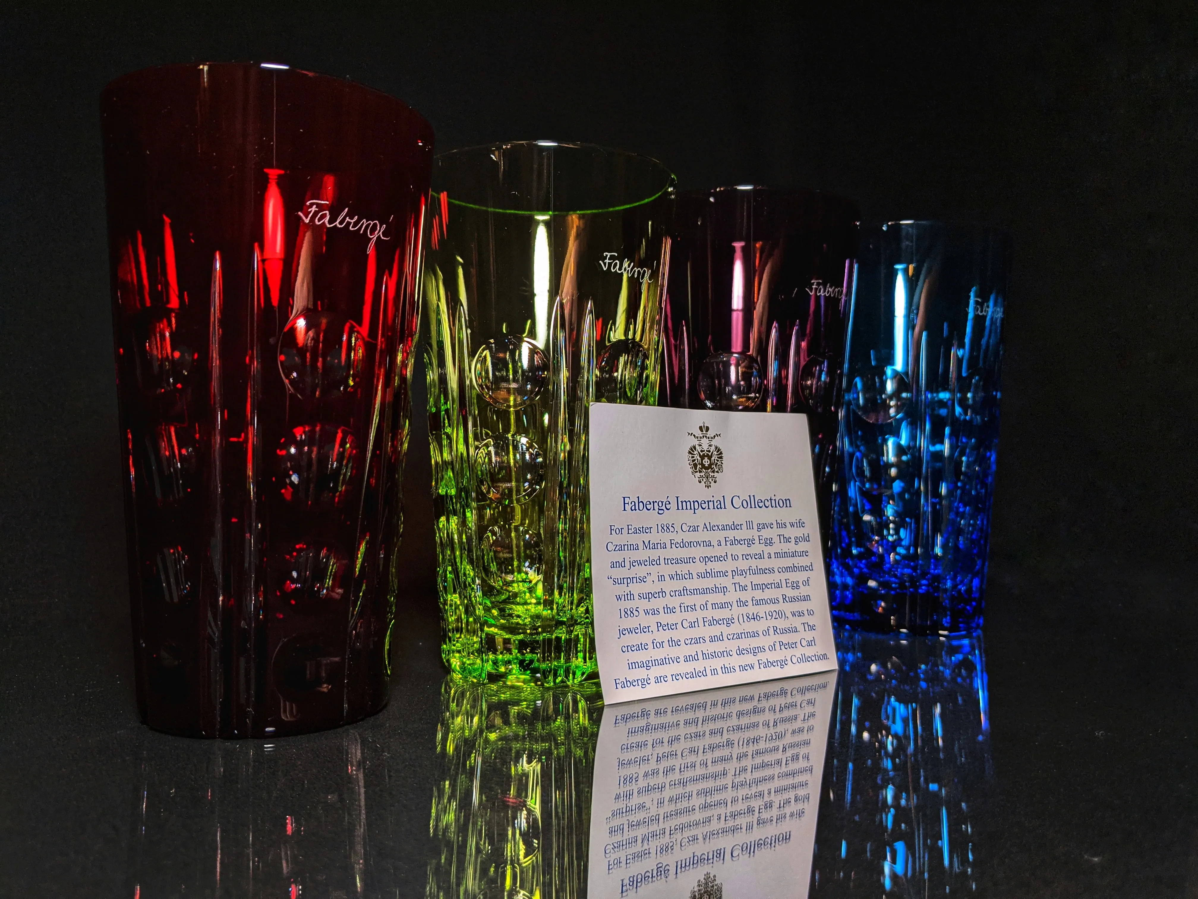 Faberge Crystal Colored Bubble Tall Glasses