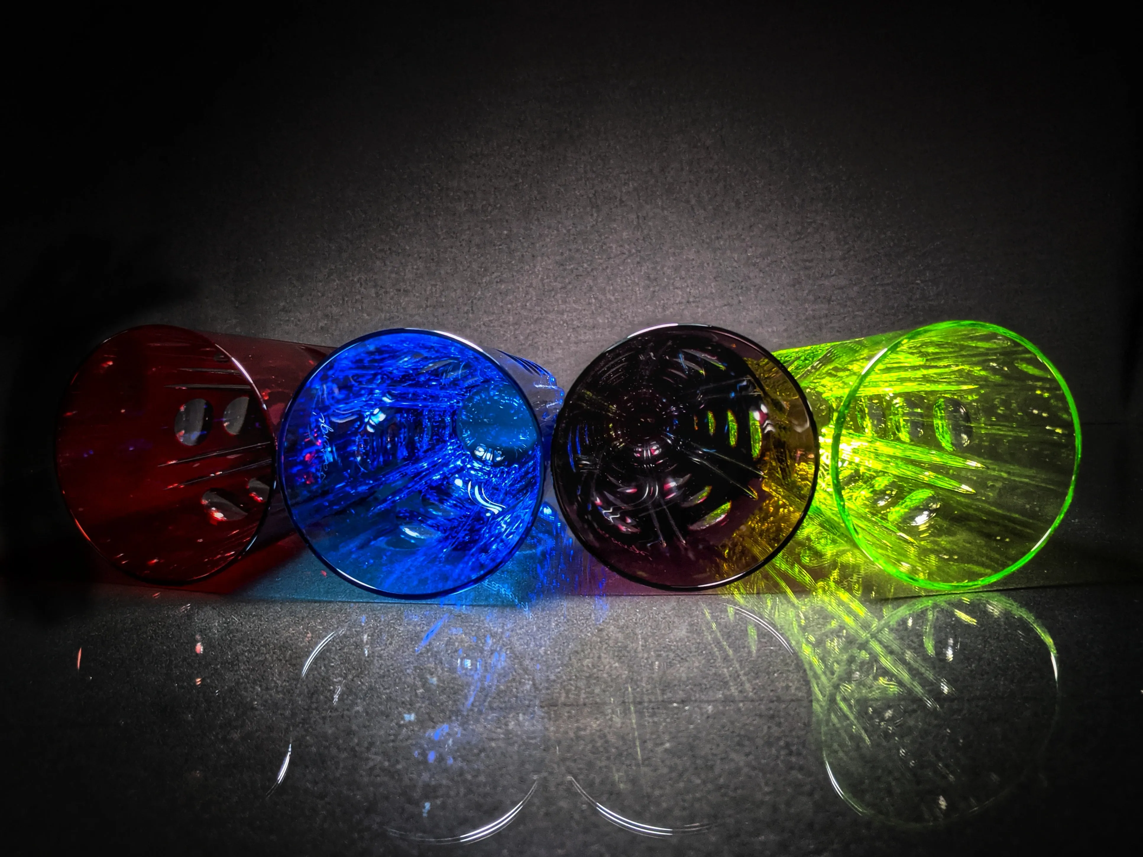 Faberge Crystal Colored Bubble Tall Glasses