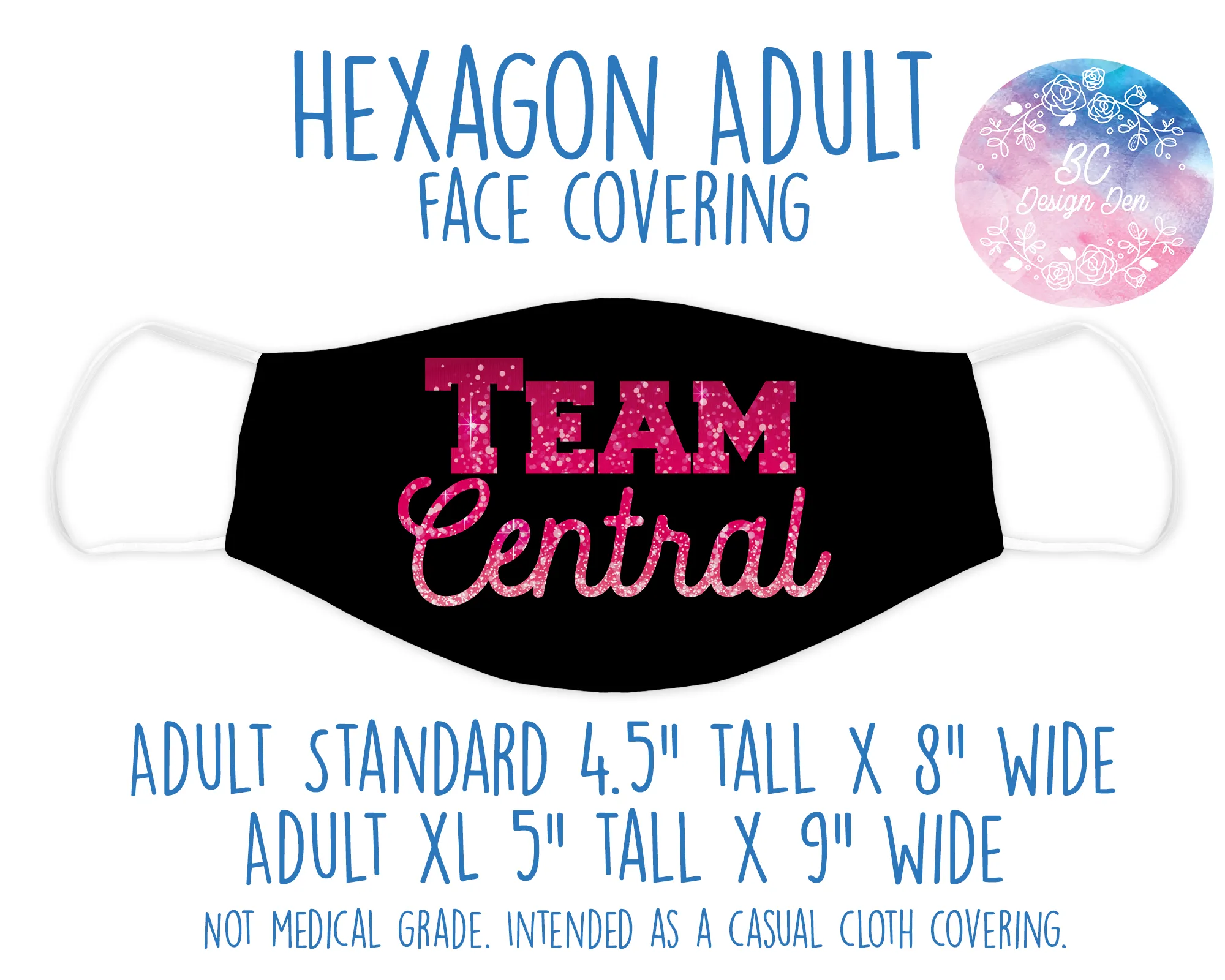 Face Covering Team Central Glitter