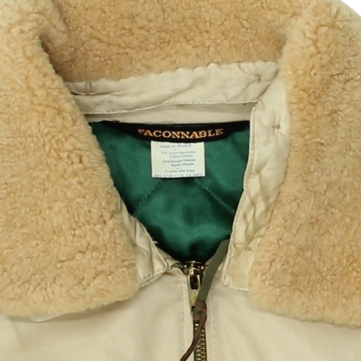 Faconnable Mens Beige Quilted Bomber Jacket | Vintage High End Designer VTG