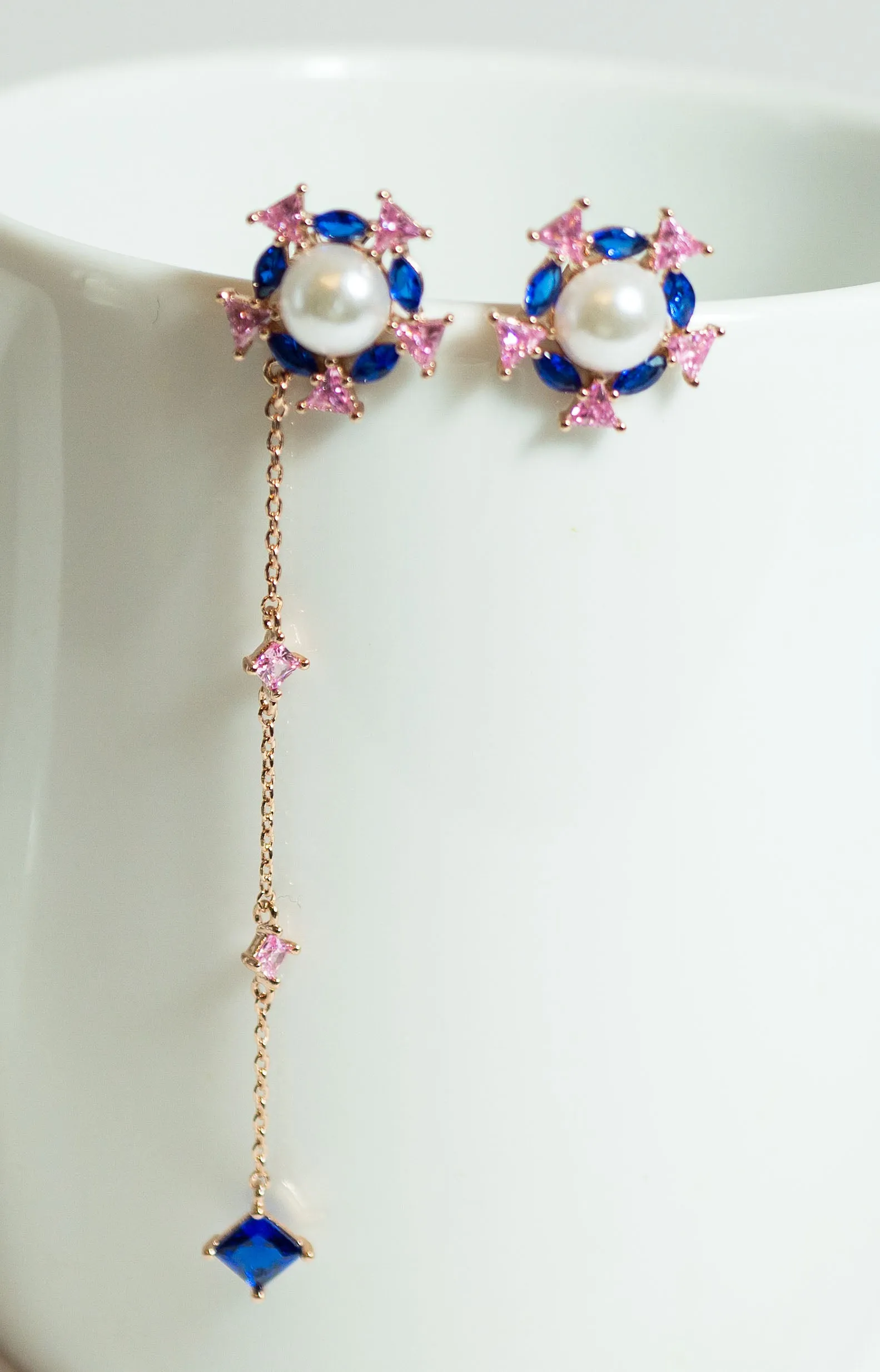 Fashion Drop Earrings with Blue Crystals