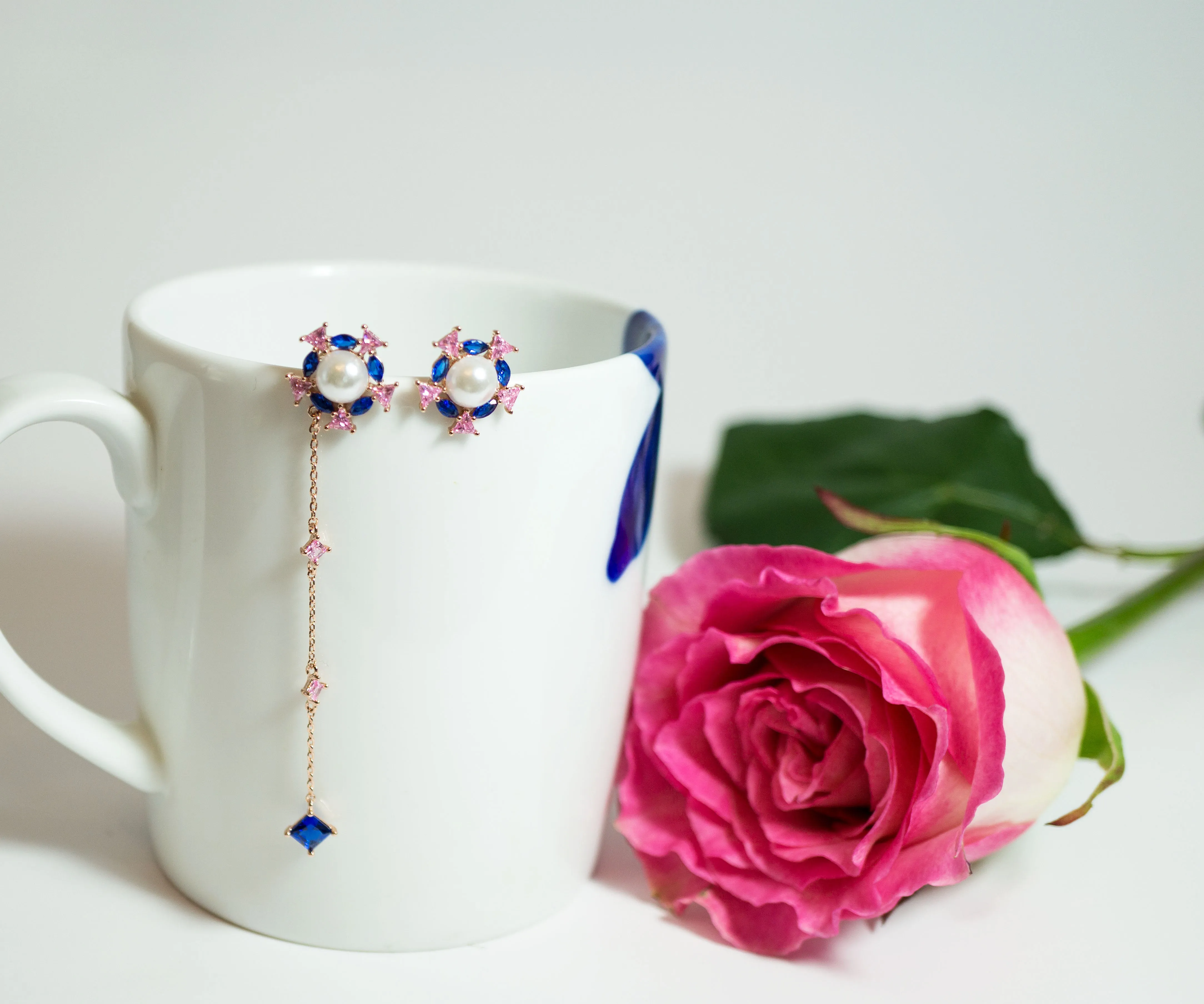 Fashion Drop Earrings with Blue Crystals