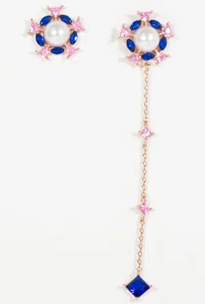 Fashion Drop Earrings with Blue Crystals