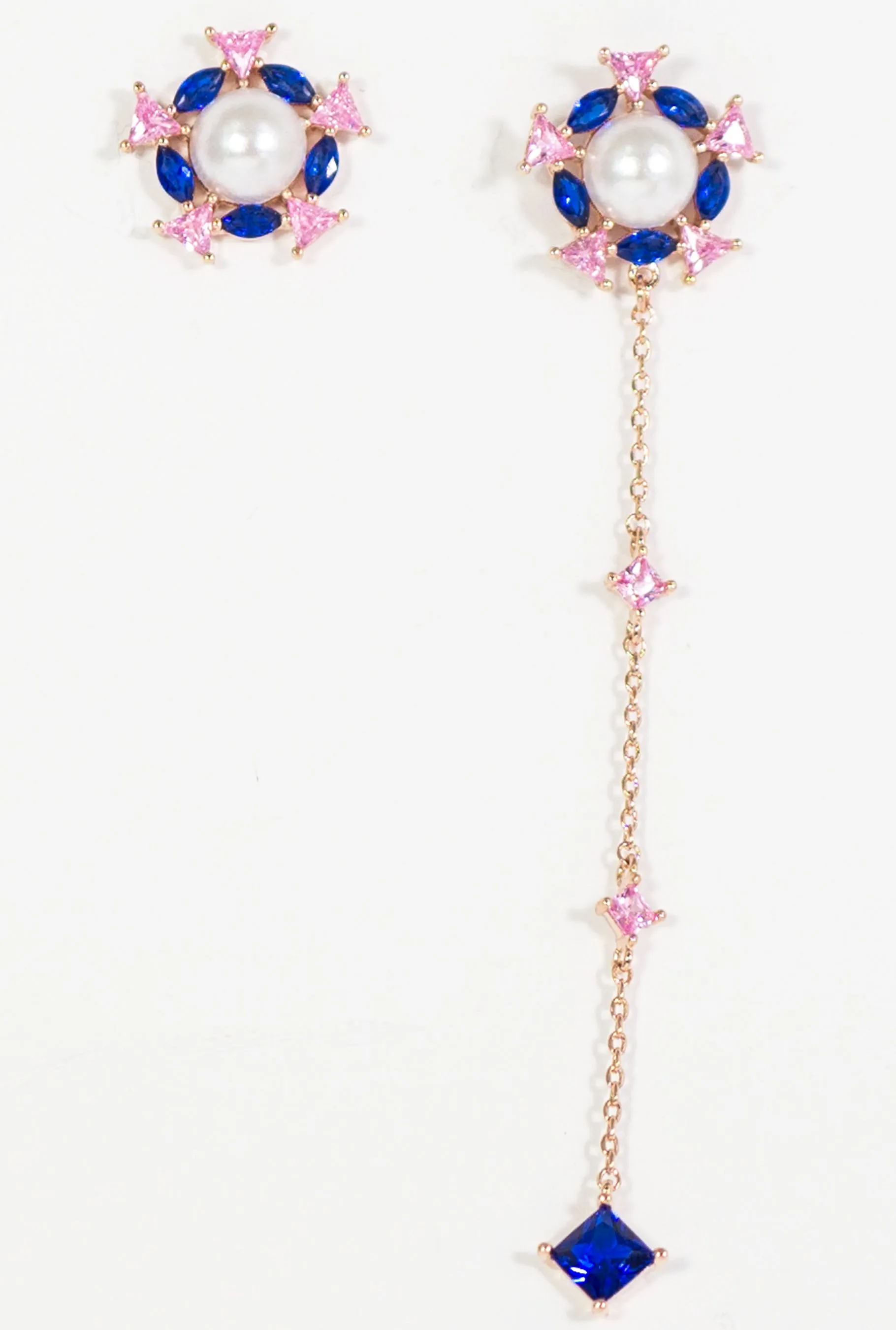 Fashion Drop Earrings with Blue Crystals