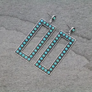 Fashion Rectangle Frame Earrings - Turquoise