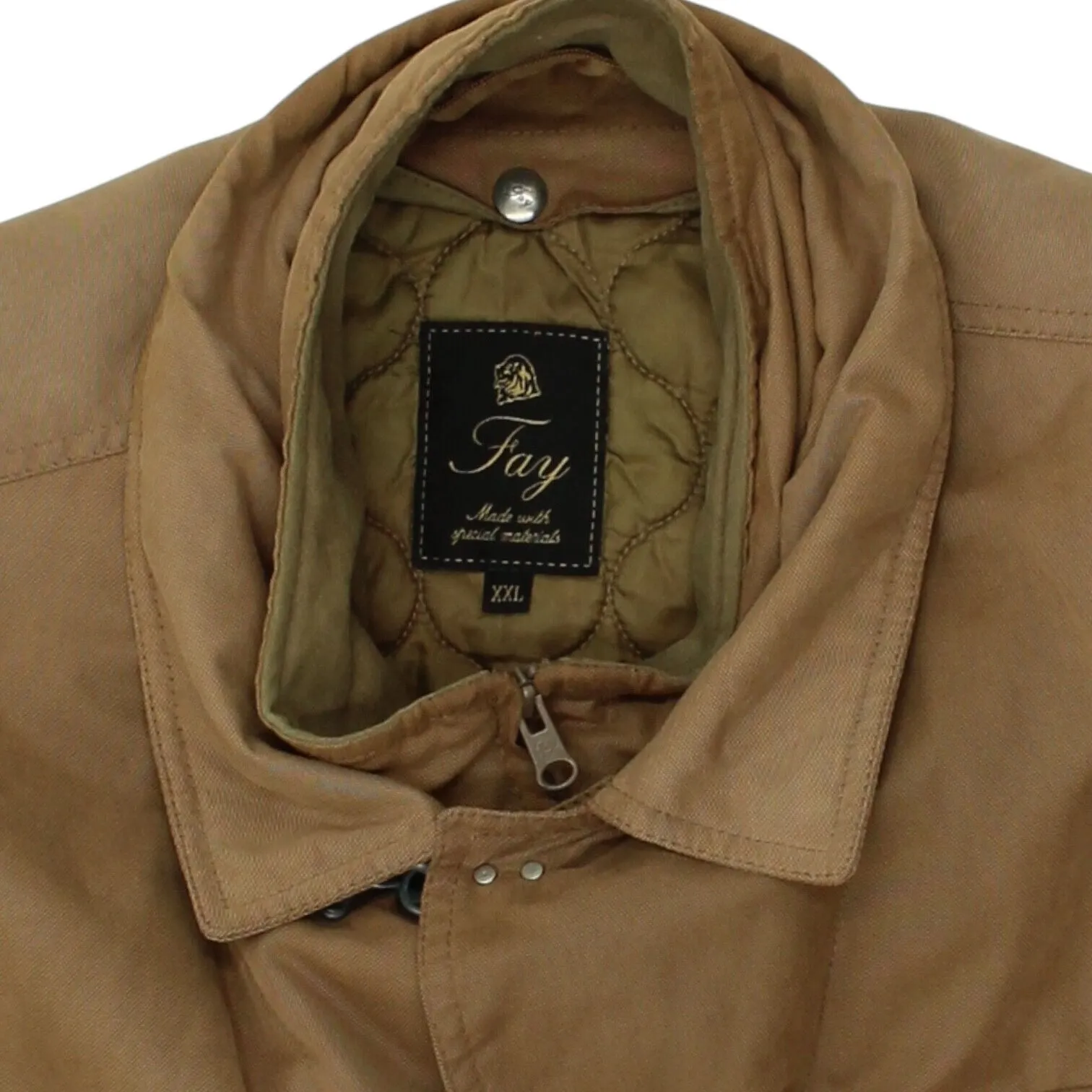 Fay Mens Brown Double Collar Quilt Lined Jacket | Vintage High End Designer