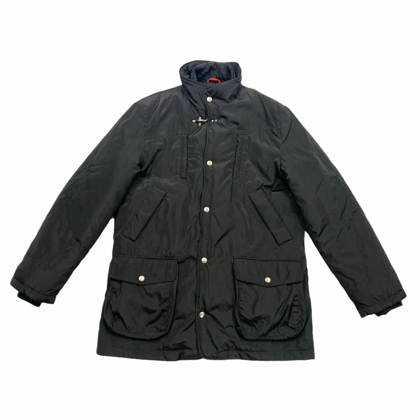 Fay Quilted Lined Jacket | Vintage Mens High End Designer Black Winter Coat VTG