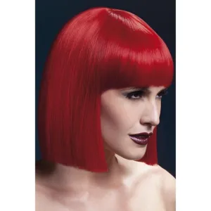 Fever Lola Wig - Red, Blunt Cut Bob with Fringe