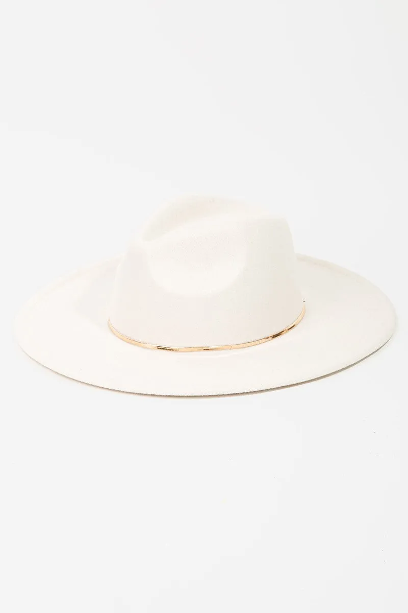 Flat Brim Herringbone Chain Fedora Hat