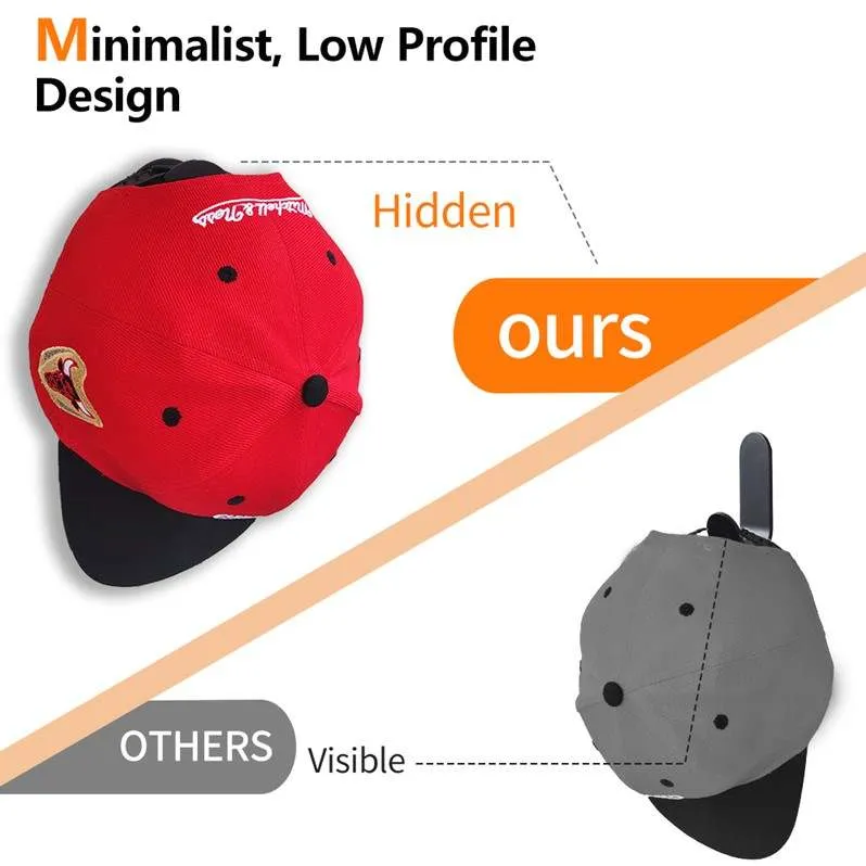 Floating, Hidden, Double Hook Hat Mounts for Fitted & Snapback Caps by EZB