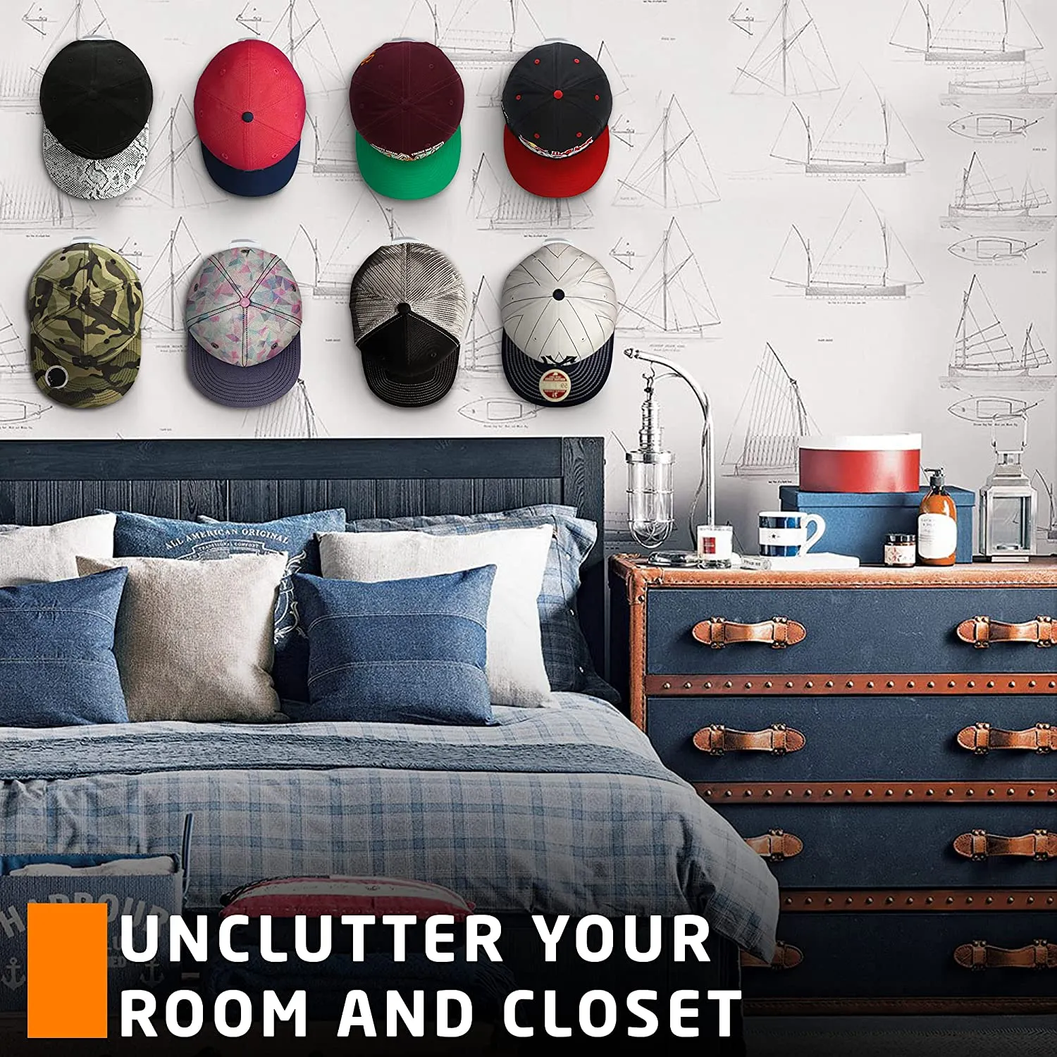 Floating, Hidden, Double Hook Hat Mounts for Fitted & Snapback Caps by EZB