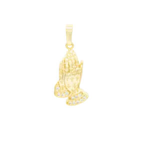 Folded Praying Hands Cubic Zirconia Pendant 14K Gold Filled Women Fashion Jewelry
