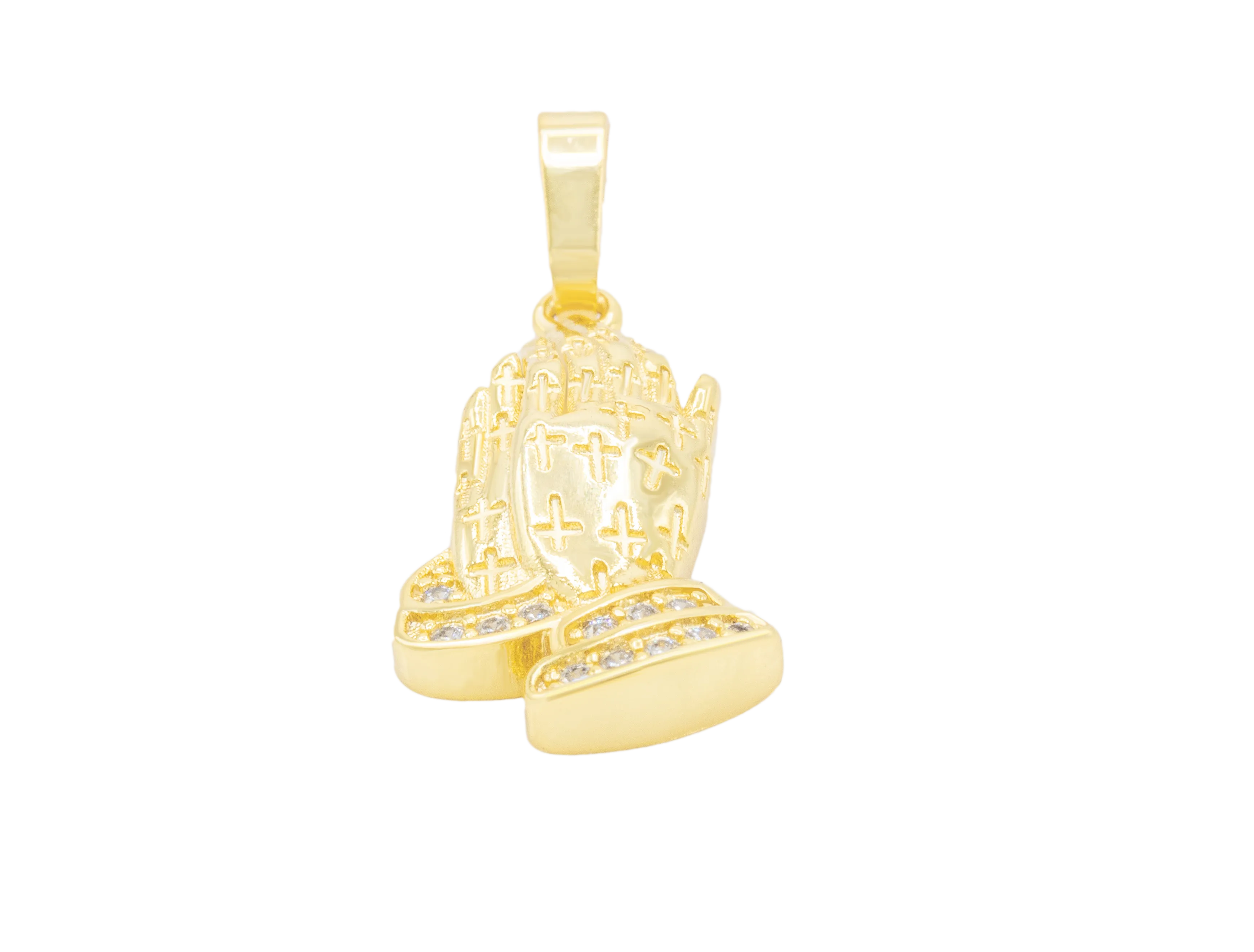 Folded Praying Hands Cubic Zirconia Pendant 14K Gold Filled Women Fashion Jewelry