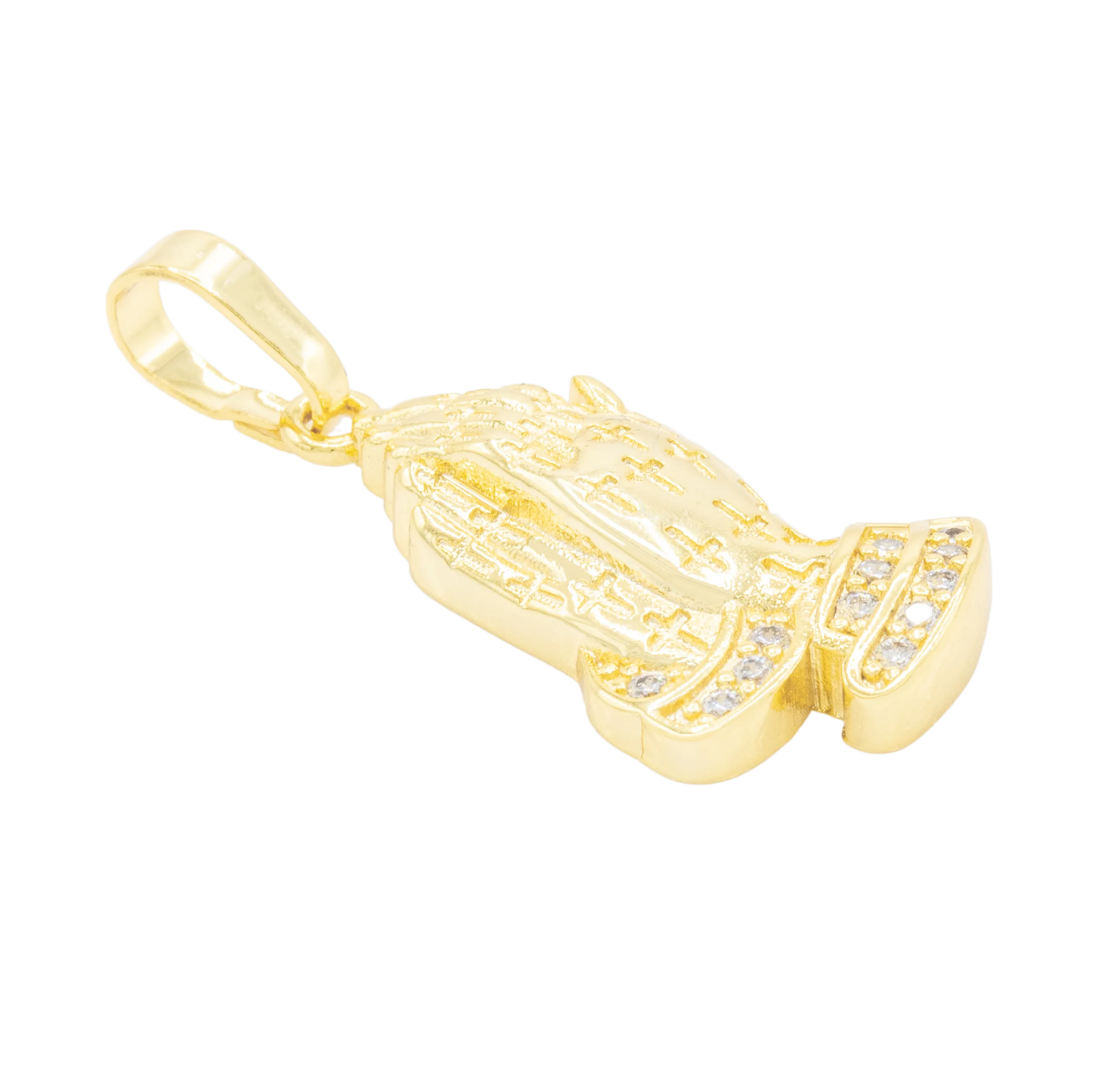 Folded Praying Hands Cubic Zirconia Pendant 14K Gold Filled Women Fashion Jewelry