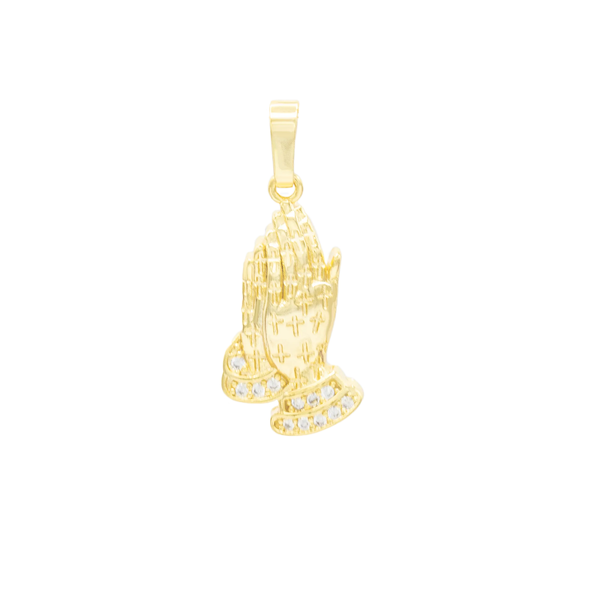 Folded Praying Hands Cubic Zirconia Pendant 14K Gold Filled Women Fashion Jewelry