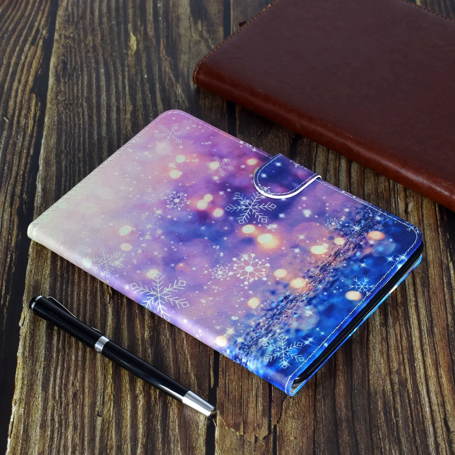 For iPad 10.5 2017/iPad 10.2 2019 Laptop Protective Case Color Painted Smart Stay PU Cover with Front Snap  Purple quicksand